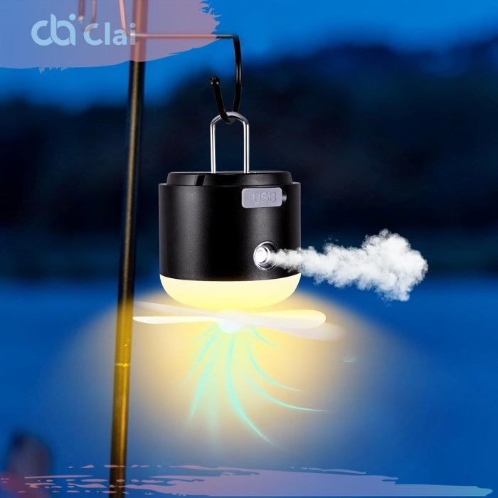 CLAI Emergency Lampu Lentera Darurat Kipas Power Bank Humidifier Nano Pelembab Pengusir Anti Nyamuk 