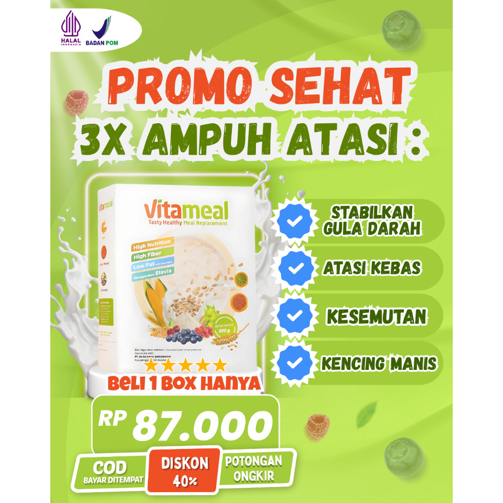 

Vitameal 1 Box Sereal Diabetes Obat Gula Darah Kolesterol Vitamil Untuk Makanan Diet