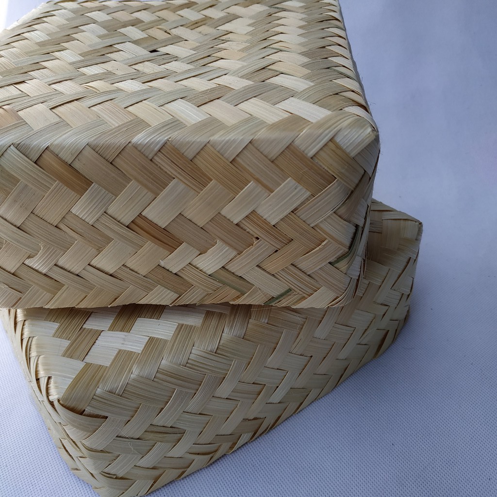 (B2001) SEPASANG BESEK NATURAL 20 x 20 x 8 cm anyaman bambu natural besek bambu murah nasi box | bes