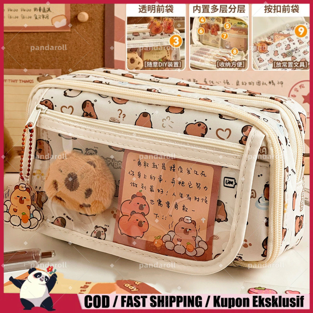 

PANDA Kapibara Tempat Pensil Sekolah/Kantor Kotak Pensil Multifungsi Kotak Perlengkapan Alat Tulis Free Gifts