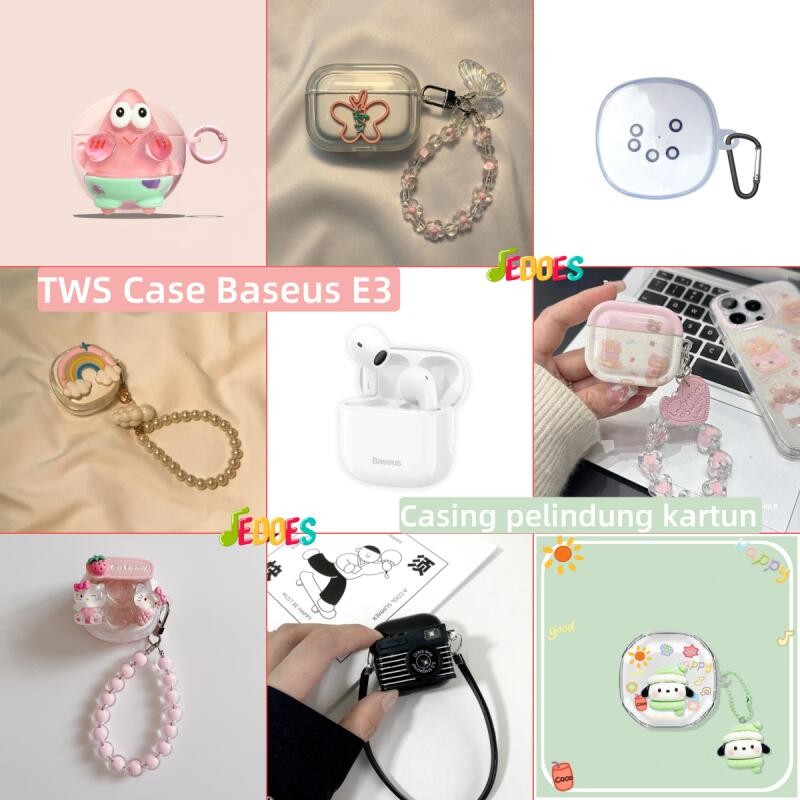 TWS Case Baseus E3 Kartun Lucu Casing Earphone TWS Pelindung Cover