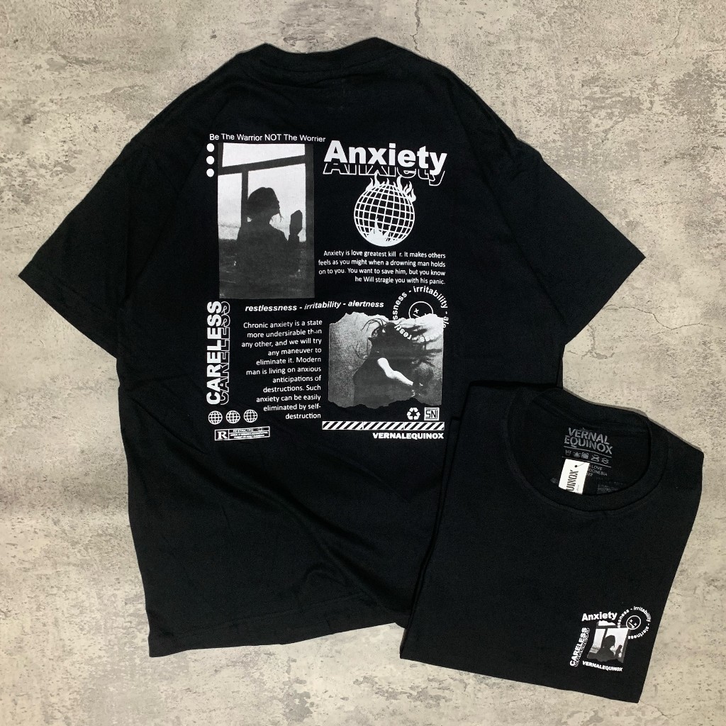 Kaos ANXIETY KREM Vernalequinox Kaos Distro Bandung Pria Wanita Oversize Nexttime Sevenkey Cricket