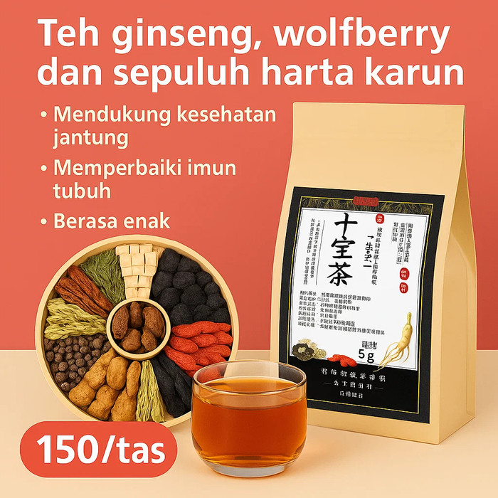 

✨COD/Kirim Dalam 24 Jam✨Teh Ginseng Dan Wolfberry Ten Treasures/Teh Pelindung Hati Detoksifikasi/Teh Bergizi Hati/Teh Kesehatan/Kombinasi Teh Pelindung Hati Ginseng Dan Wolfberry