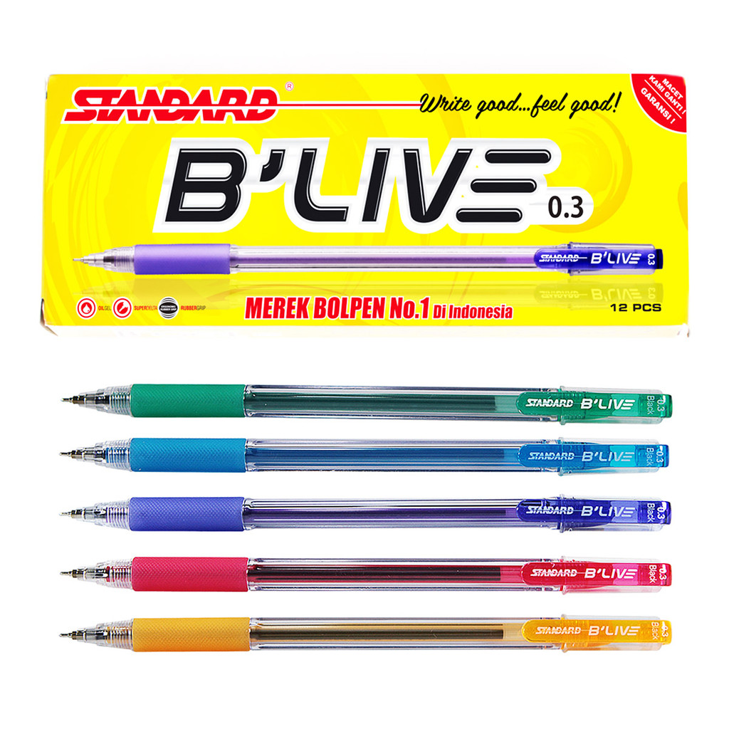 

Ballpoint Standart B'LIVE 0.3mm Pulpen Pena 1 PCS Warna Hitam
