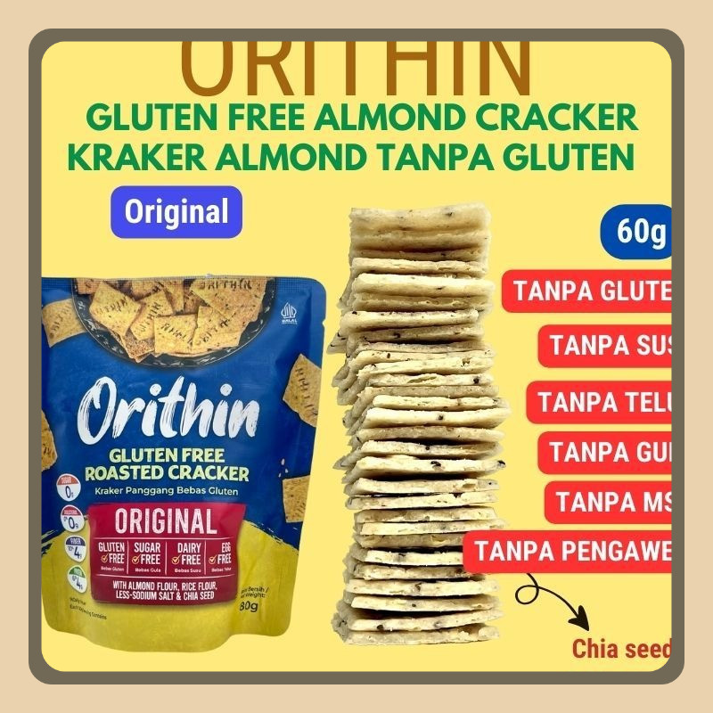 

ORIThin Snack GlutenFree 25g Original Cemilan Sehat Kaya Serat Tanpa Gluten / Susu / Telur / Gula