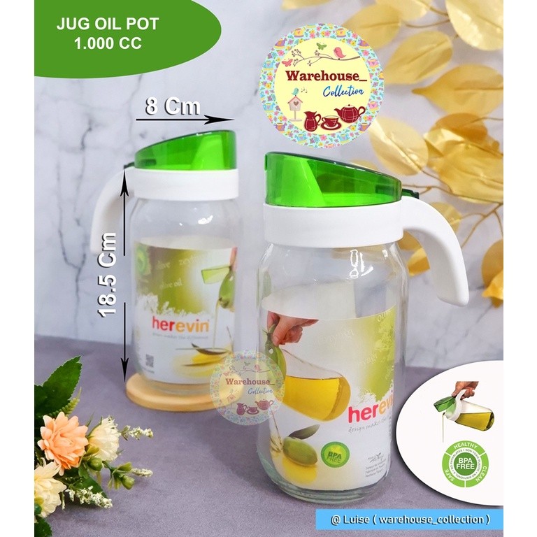 COD Botol kaca tempat minyak goreng HEREVIN Jug Oil Pot 1000 ml /Pitcher Glass/Oil Pitcher