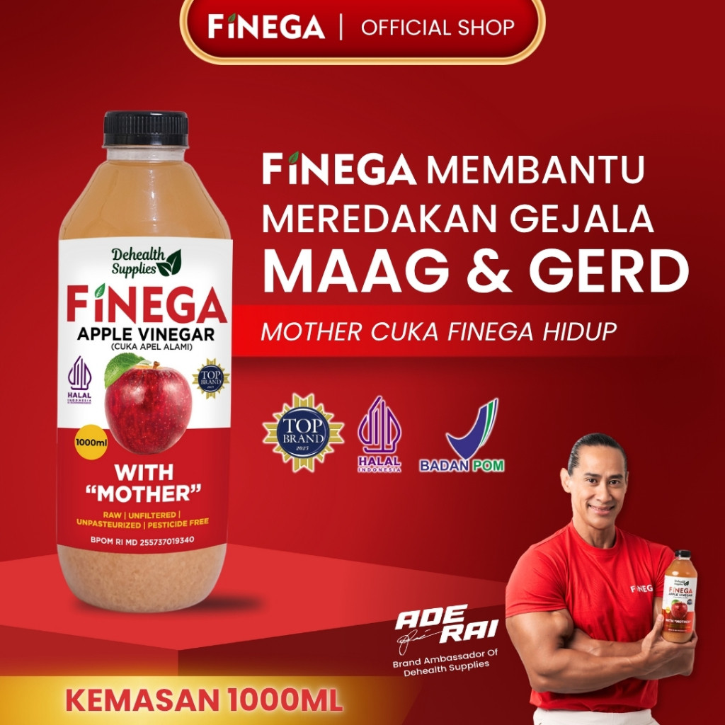 

New Dehealth Supplies FINEGA CUKA APEL 1L Kemasan PlastikPremium