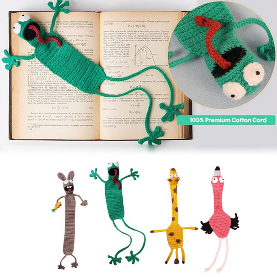 

3D Stereo Cartoon Marker Animal Bookmarks knitting Handmade Seal Octopus Cat Panda And Shiba Inu Creative Stationery for Kids