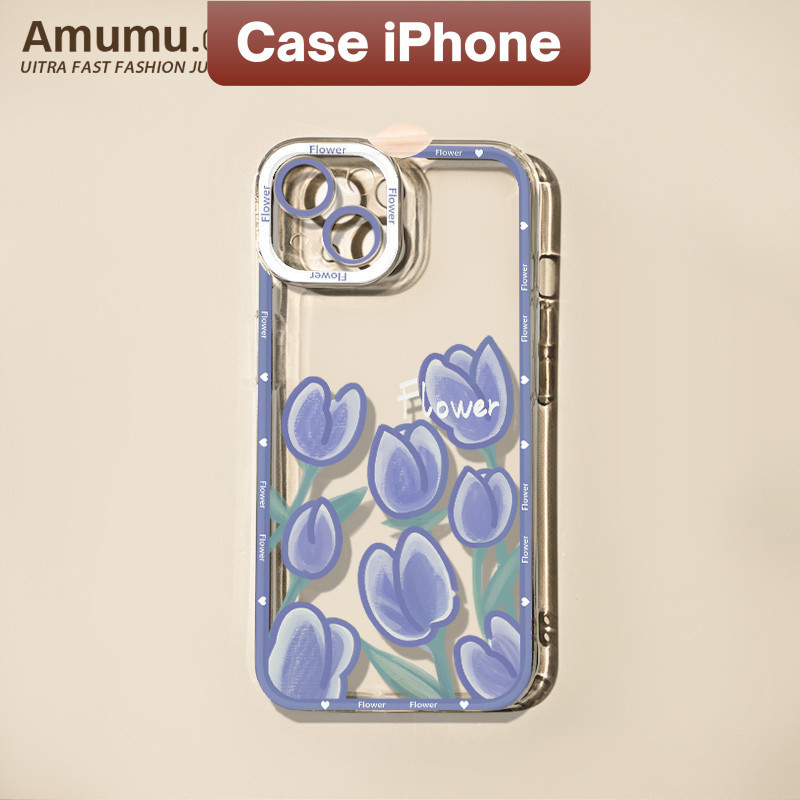 Casing Iphone Aesthetic Tulip Art Case Bening Clear Case Iphone 13 12 11 PRO MAX 14 15 PLUS XS XR 6+