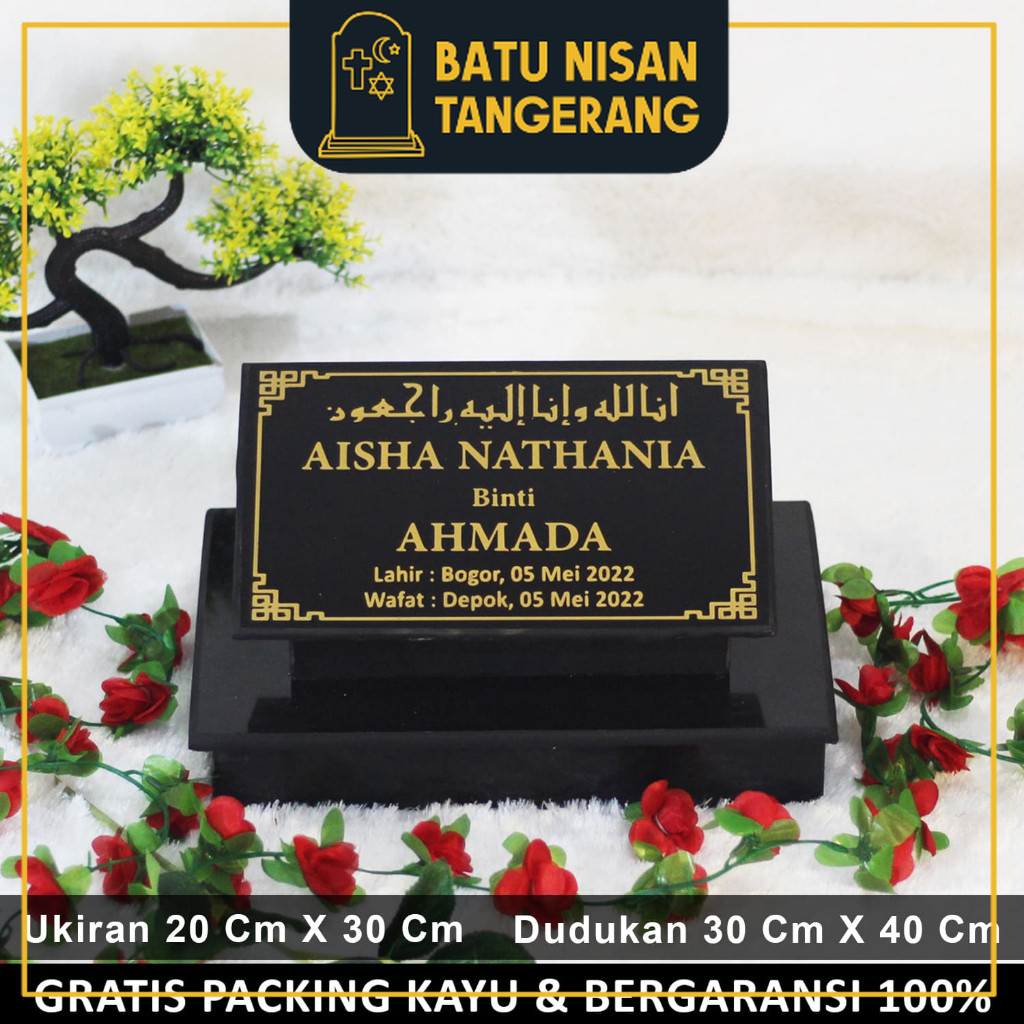 BNT - Kepala Batu Nisan Dudukan Maesan Makam Nissan Kijing Full Set Granit Hitam Putih Lengkap Marme