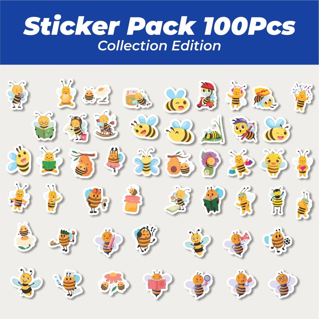 

Hot Hewan Lebah Lucu Anti Air Stikers Berperekat Waterproof Sticker Decal Buat Motor Helm Buku Journal Koper Casing HP Laptop Botol Minum