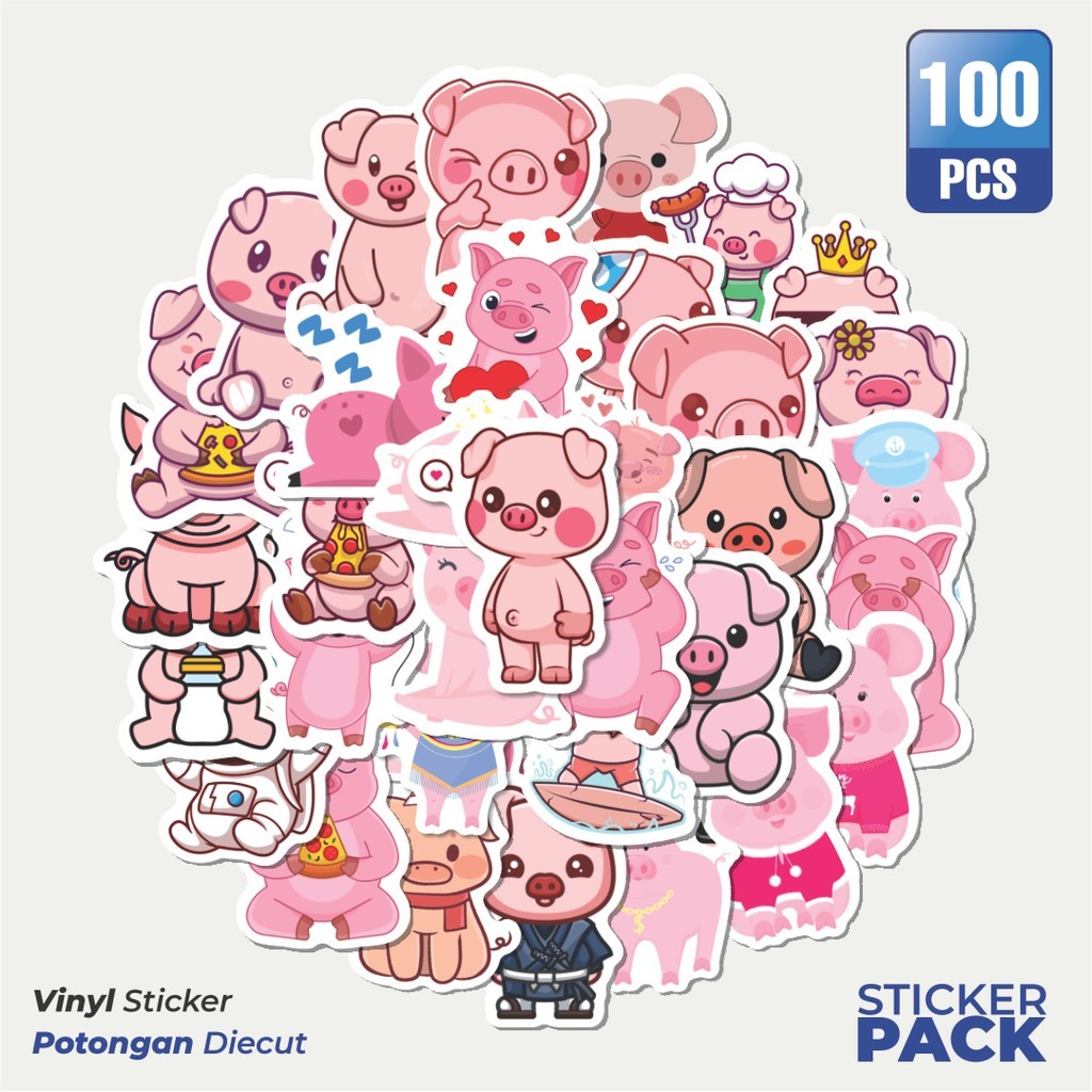 

Terbaru! 50 pcs Sticker Hewan Babi Dekorasi Lucu Kreatif untuk Notebook, Skateboard, HP