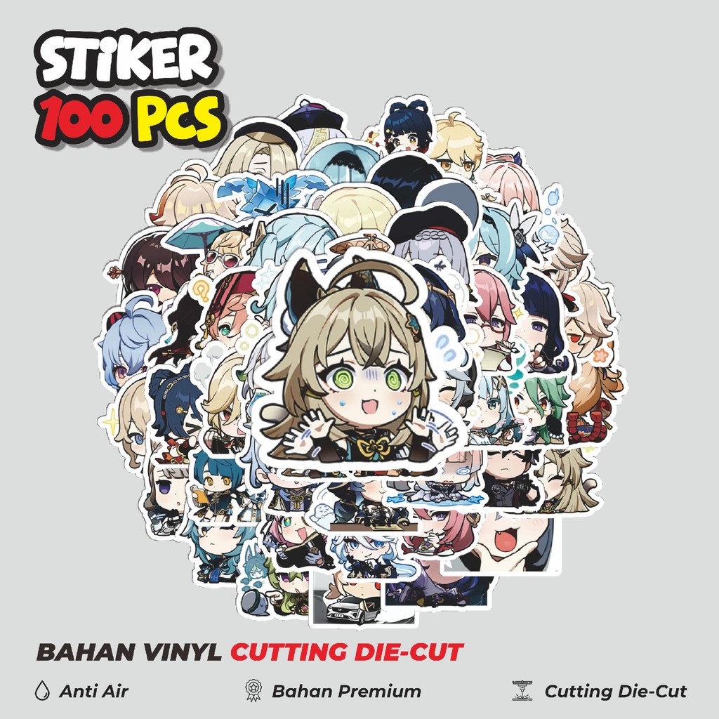 

Terbaru! 50 pcs Stiker Anime Genshin Impact Series Dekorasi Lucu Kreatif untuk Notebook, Skateboard, HP