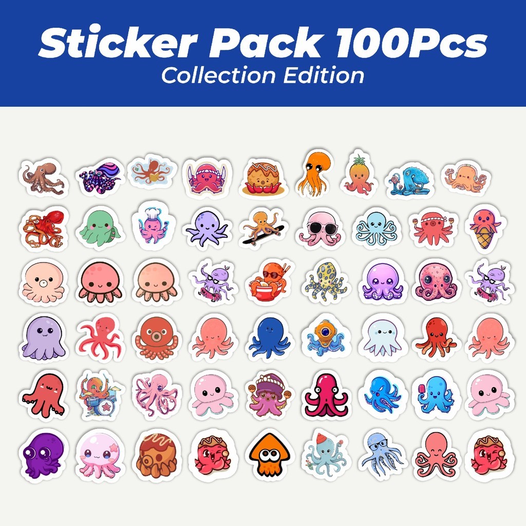 

Hot Stiker Baby Octopus [Gurita] Lucu Anti Air Stikers Berperekat Waterproof Sticker Decal Buat Motor Helm Buku Journal Koper Casing HP Laptop Botol Minum