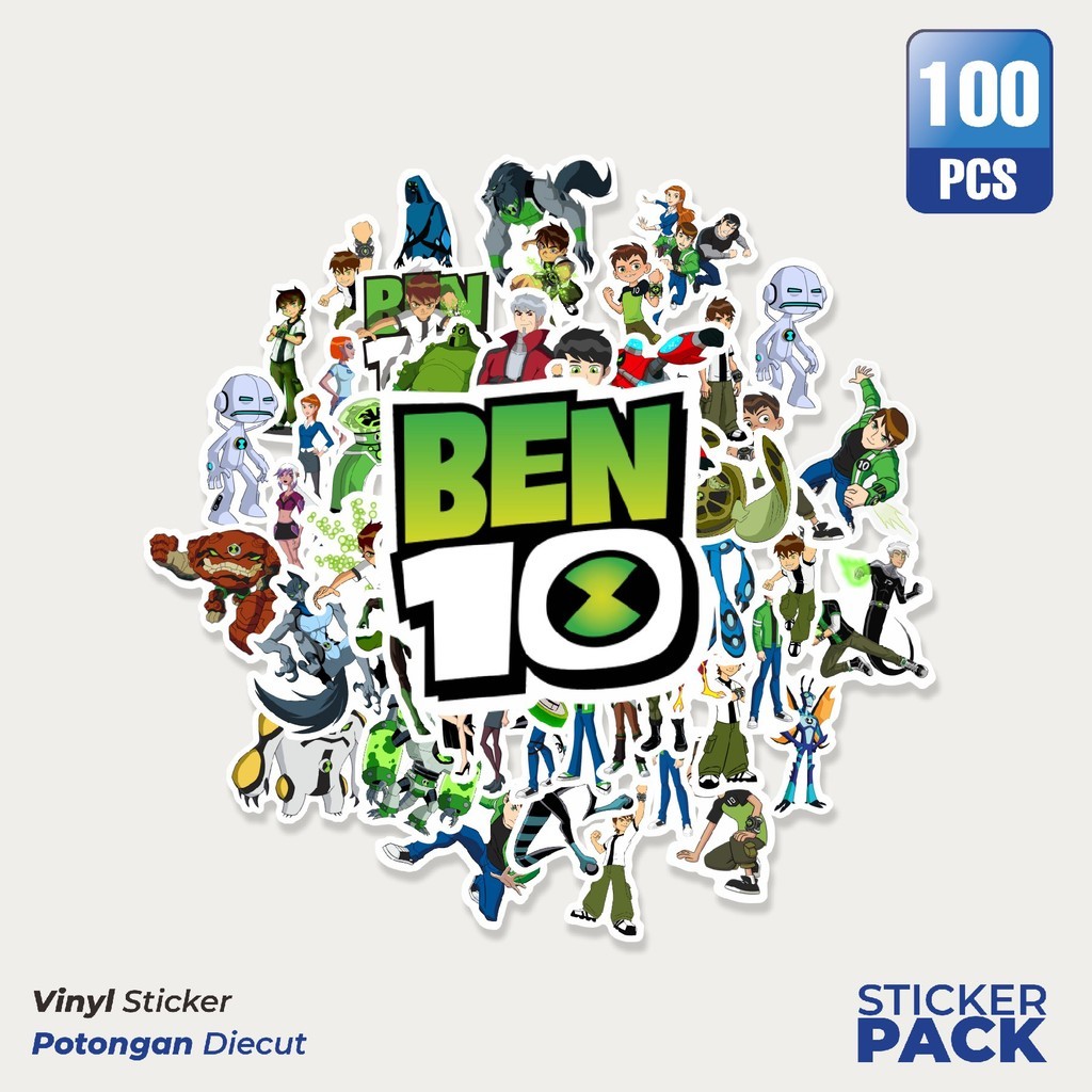 

Stiker Vinyl Sticker Kartun Ben-10 Sticker Waterproof Aesthetic- Untuk Laptop, Motor, dan Helm - Paper Stationery Pack