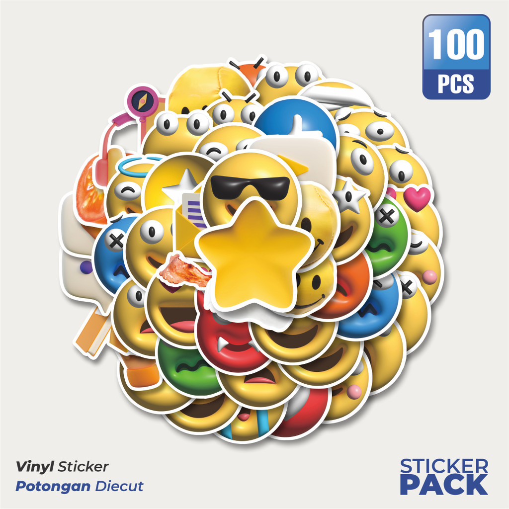 

Stiker Vinyl Stiker Object Emoticon Waterproof Aesthetic- Untuk Laptop, Motor, dan Helm - Paper Stationery Pack
