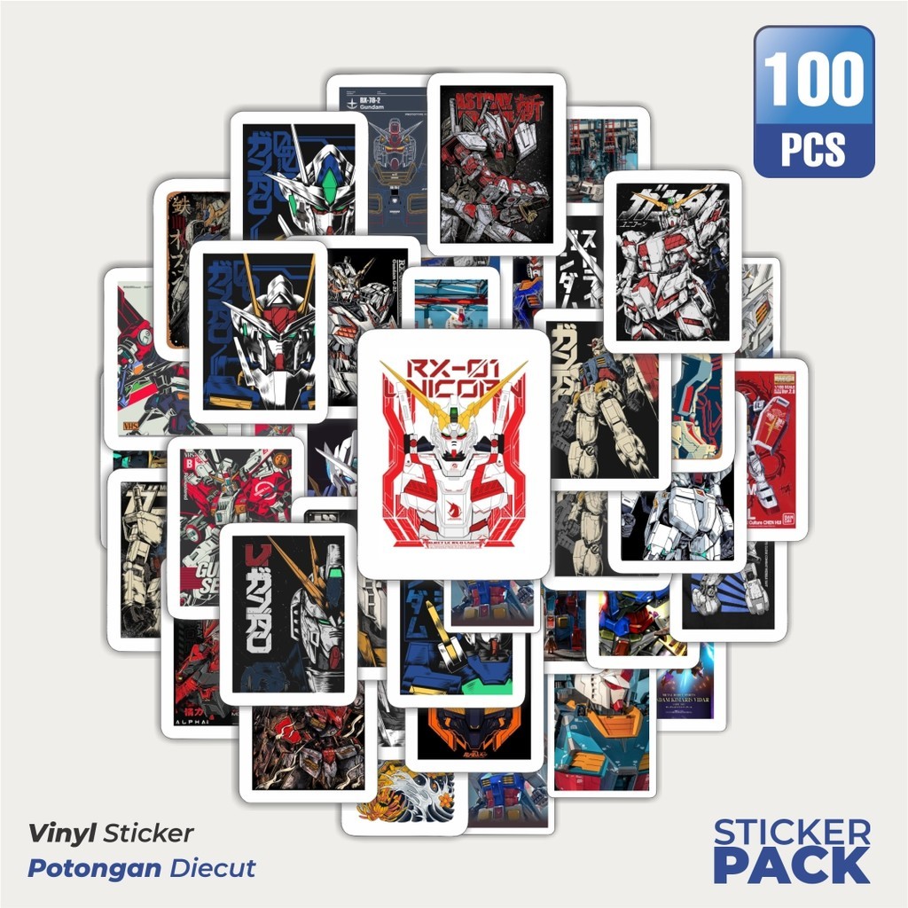 

Stiker Vinyl Stiker Gundam Waterproof Aesthetic- Untuk Laptop, Motor, dan Helm - Paper Stationery Pack