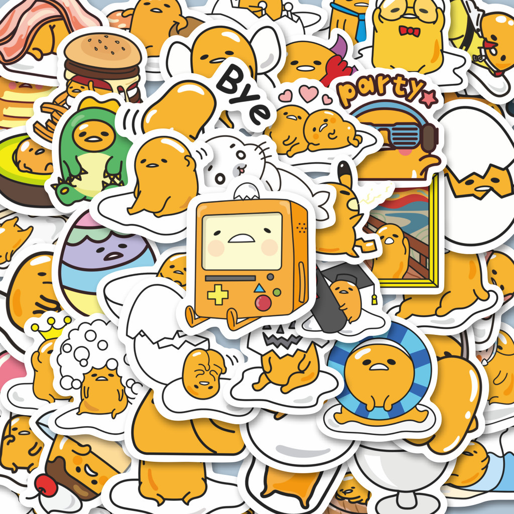 

100PCS Lucu Stiker Kartun Gudetama Stiker Aesthetic Stiker Anti Air Stikers Berperekat Waterproof sticker decal buat Motor Helm Buku Journal Koper Casing HP Laptop Botol Minum Hadiah anak