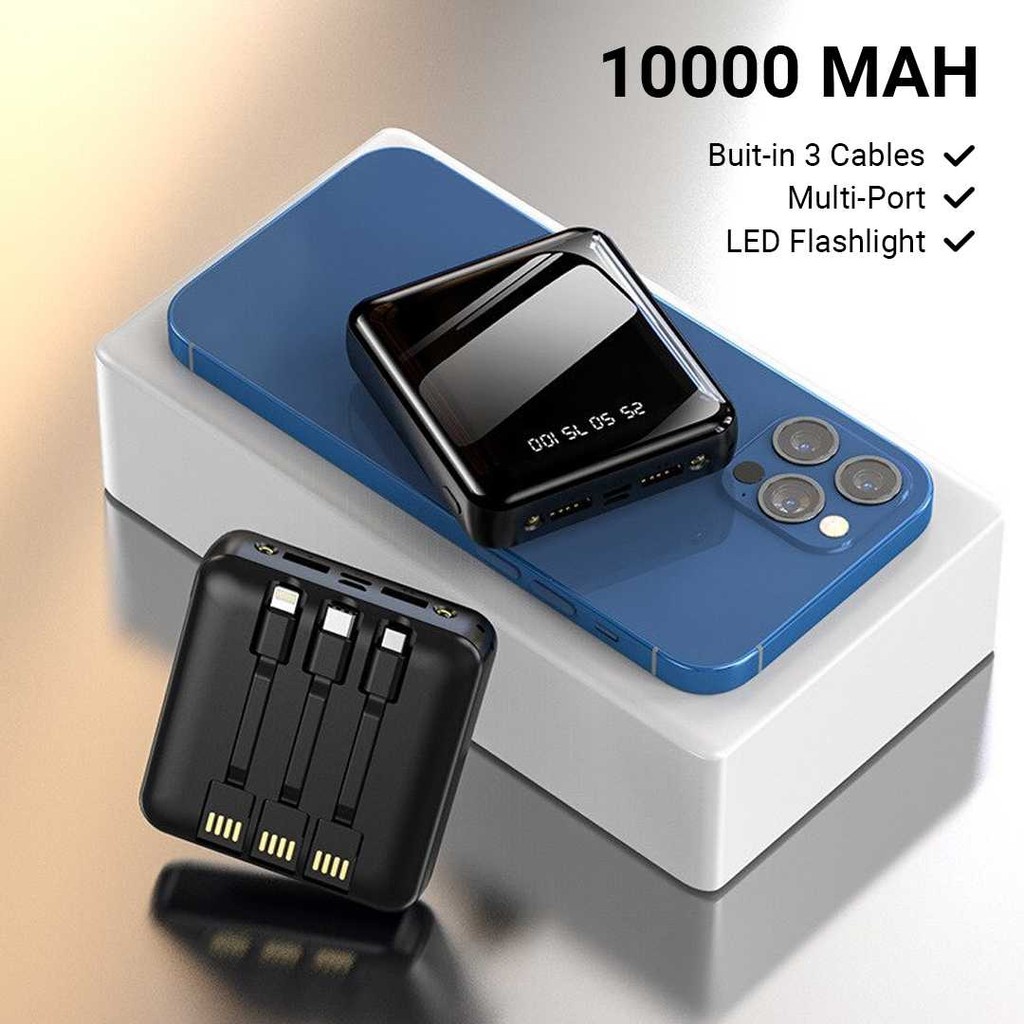 Powerbank Kapasitas Besar 10000mAh Power Bank Mini Kecil Slim Pengisi Daya Charger Penyimpan Pengisi