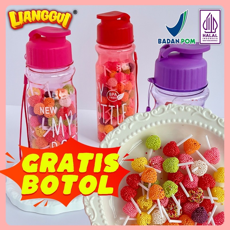

[gratis botol] Permen Botol 2in1 Halal 120pcs Cemilan Unik Botol Minum Gratis Hemat Lianggui