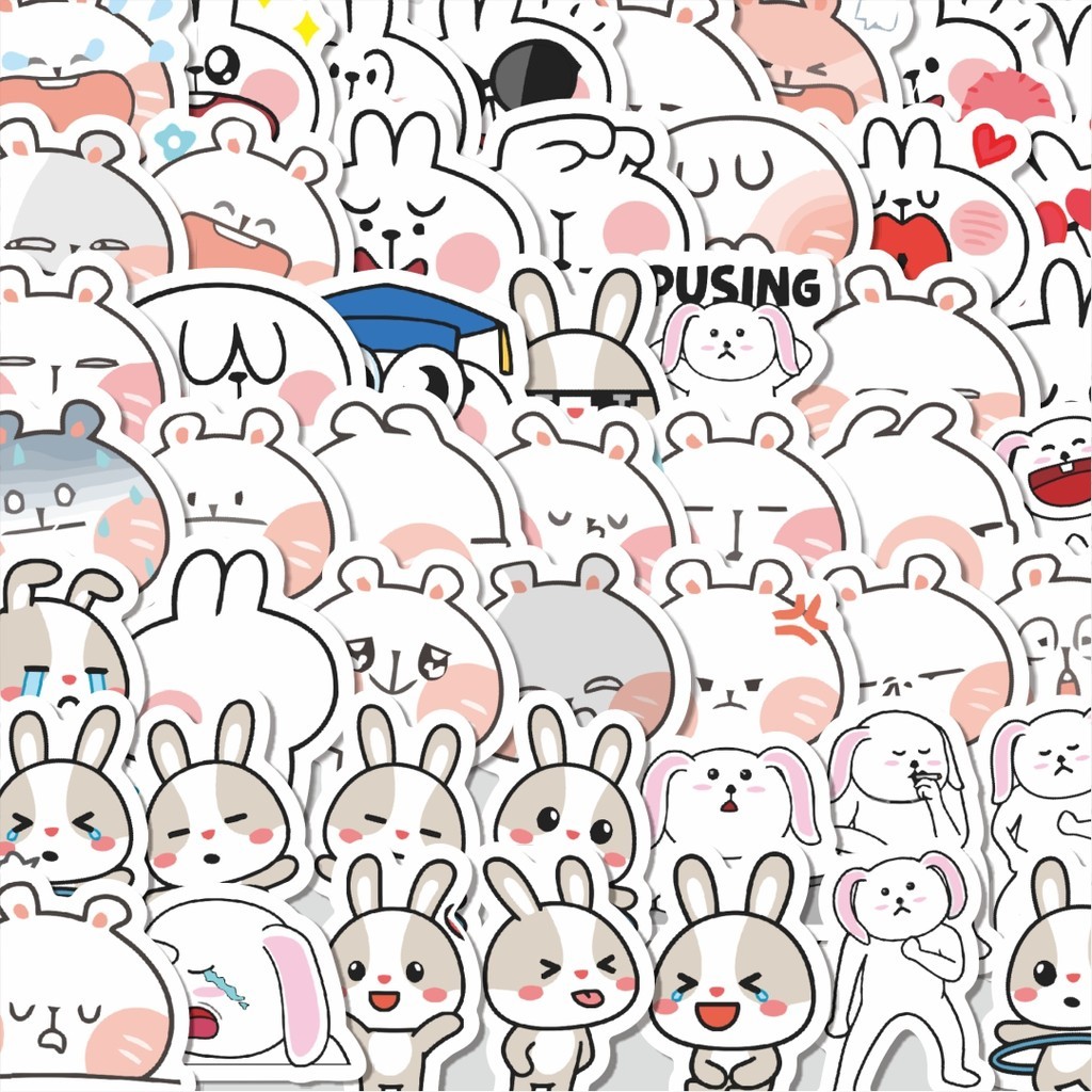 

Stiker Cutting Pack Sticker Hewan Kelinci Stiker Isi 100Pcs Series Aesthetic Lucu Keren Untuk Koper Bahan Vynil