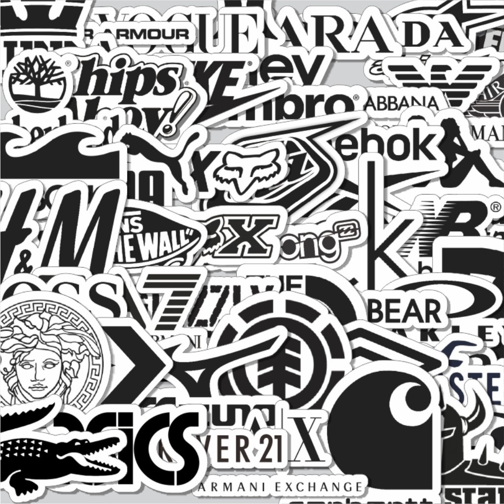 

Stiker Cutting Pack Stiker Random Logo Brand Black & White Versi 3 Isi 100Pcs Series Aesthetic Lucu Keren Untuk Koper Bahan Vynil