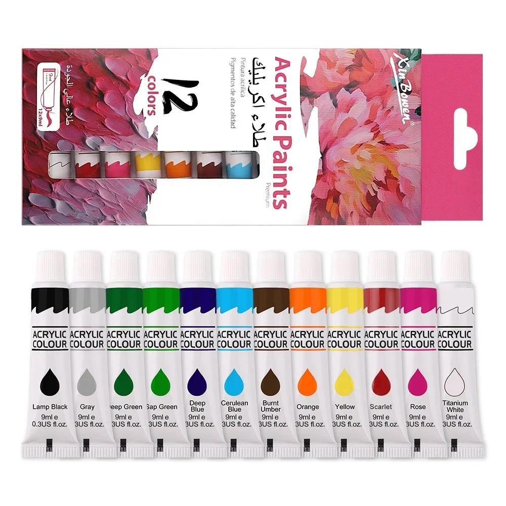 

12 Color Acrylic Paint Set 9ml Tubes Waterproof Art Supplies for Beginner Artists DIY Painting on Canvas Wall Art Craft Projects