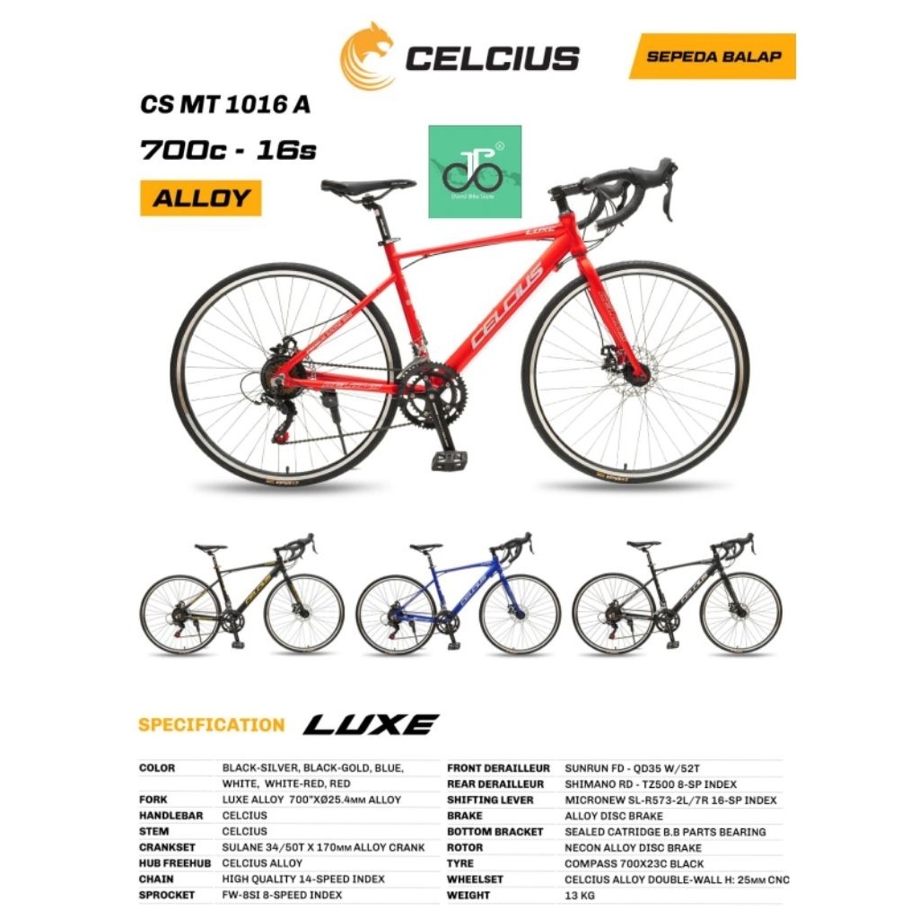 Sepeda Balap Roadbike 700c Celcius Luxe 16speed alloy brifter