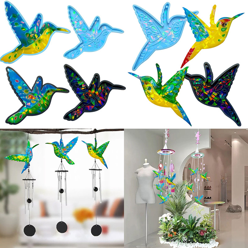 

DIY Holographic Hummingbird Keychain Silicone Mold Wall Hanging Wind Chime Pendant Charms Epoxy Resin Mould Home Room Decoration