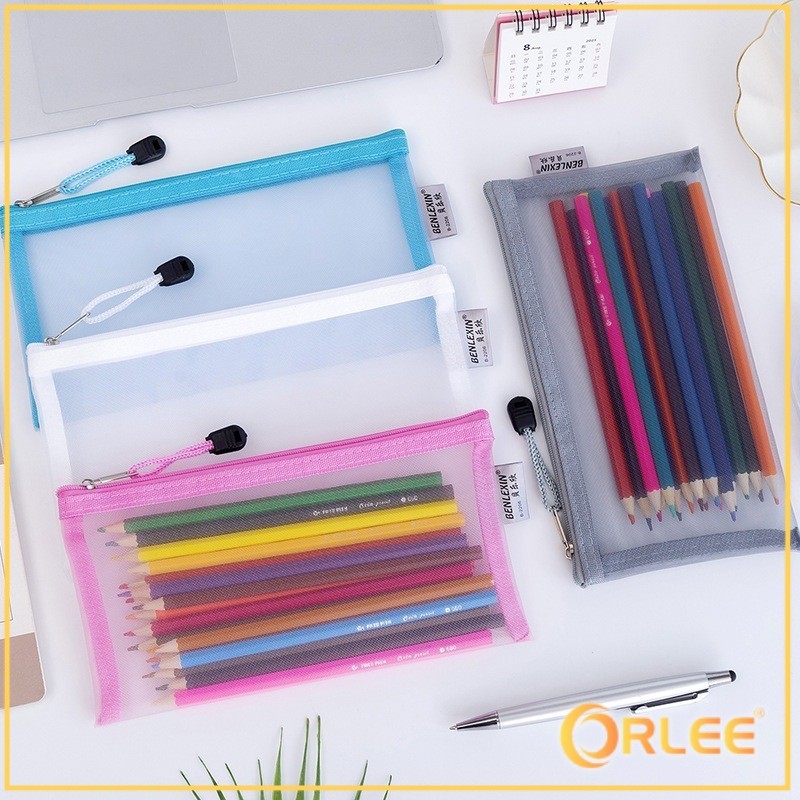 

ORLEE KOTAK PENSIL TEMPAT PENSIL JARING TRANSPARAN TEMPAT PENSIL TRANSPARANT POLOS IMPORT Y3420