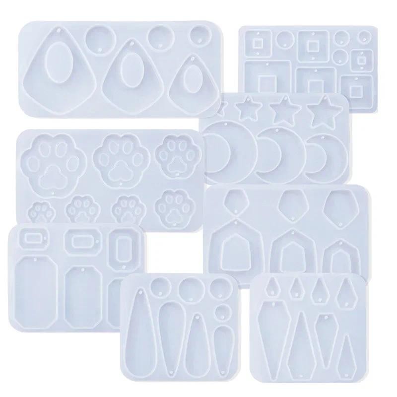 

DIY Crystal Epoxy Resin Mold Star Moon Cat Claw Water Drop Square Pendant Earrings Silicone Mold