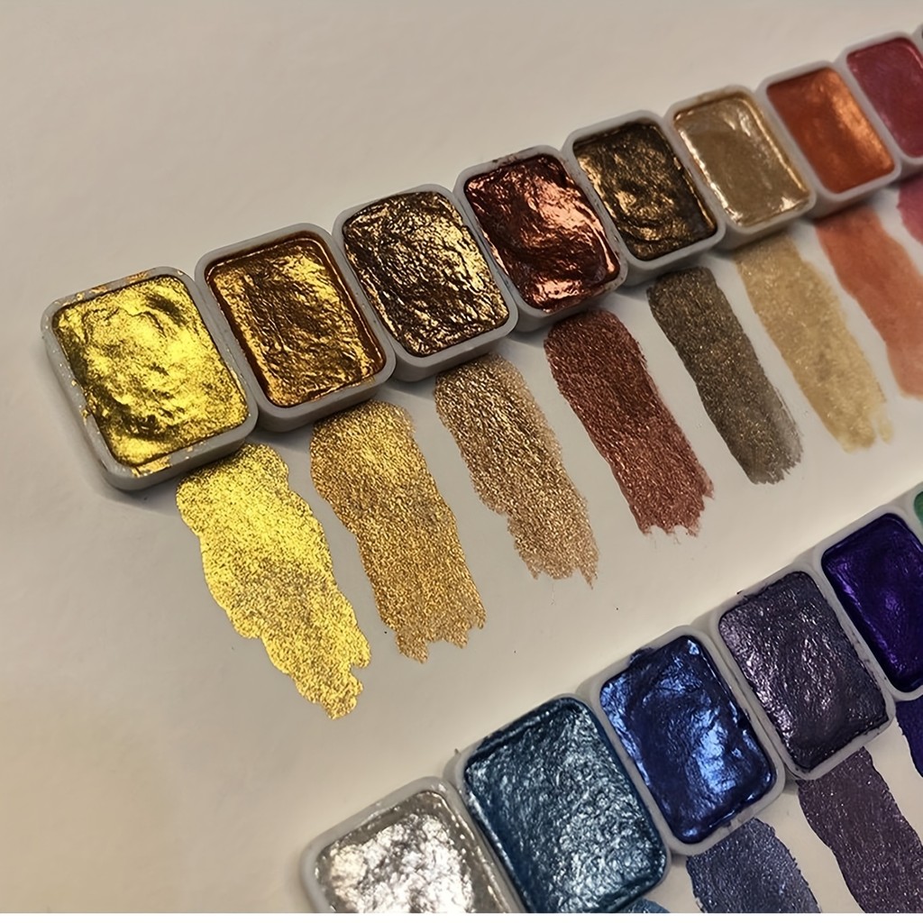 

20 Vibrant Colors Pearl Watercolor Pigment Set - High-Quality Solid Packaging for Traditional Chinese Painting, Tangka Calligrap