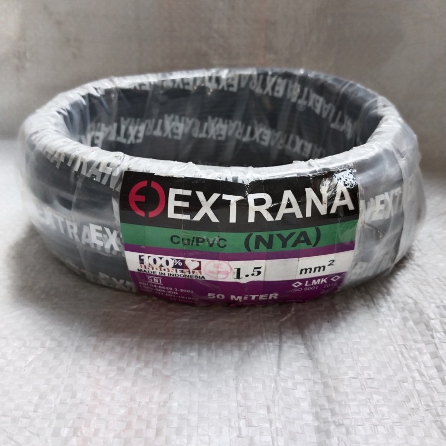 KABEL LISTRIK EXTRANA ENYA PERMETER | Kabel Listrik Tunggal Extrana ENYA Hitam Merah Per Meter