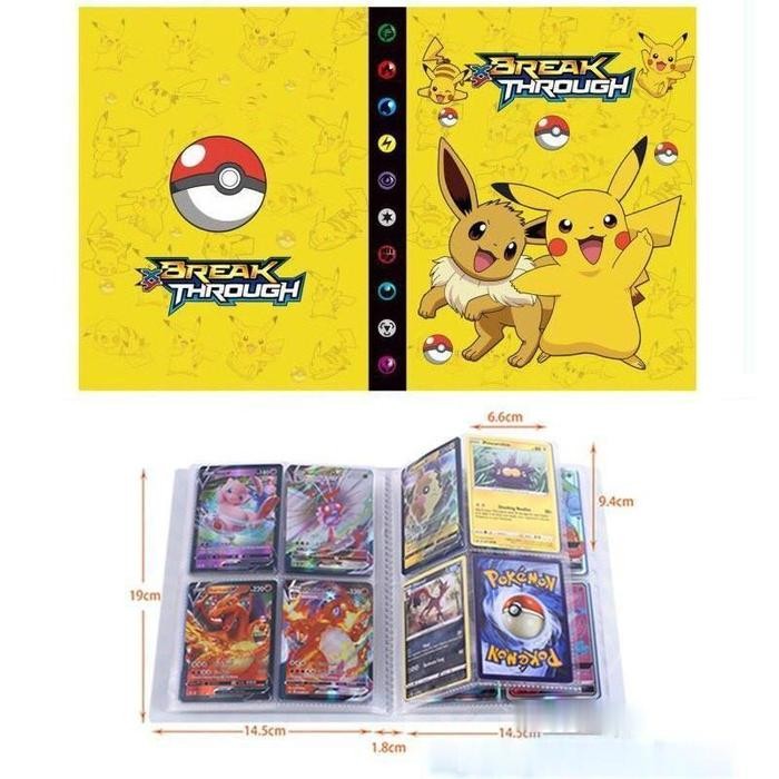 

240 Pcs Album Kartu Pokemon Penyimpanan Koleksi Buku Pikachu Album Pokemon 4 Slot Cards Holder Book - A