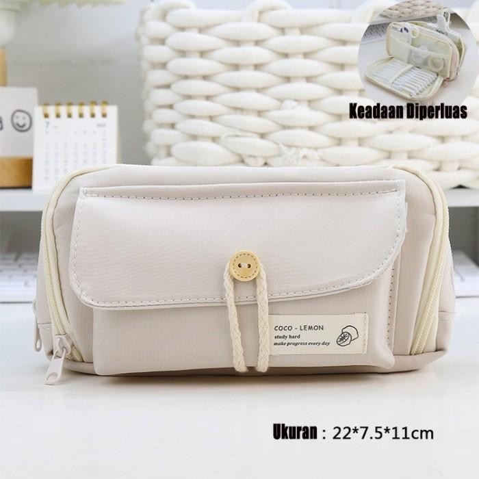 

Pencil Cases Large Capacity Pencil Bag Pouch Holder Box for Girls - putih pucat