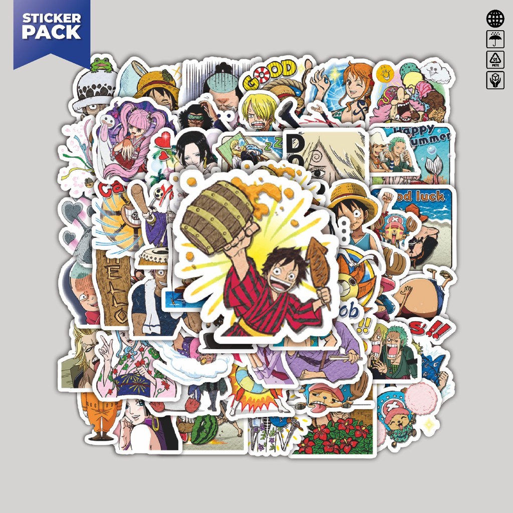 

[100PCS]Stiker Pack Stiker Anime One Piece Aesthetic Vinyl Anti Air Dekorasi Sticker Laptop Buku Journal Koper Helm Casing HP Gitar Helm Skateboard