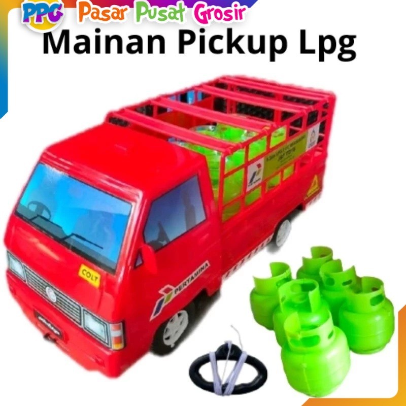 PPG Mobil Miniatur Pick Up L300 Pertamina Pengangkut LPG Tabung Gas 3Kg DT13 Mainan Anak