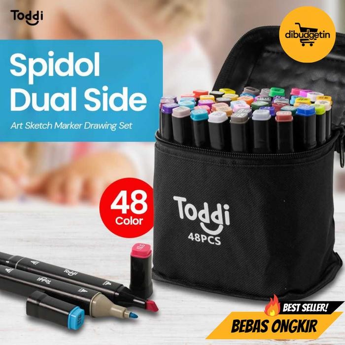 

Toddi Spidol Dual Side Fine Art Marker Brush Double Tip 1.0mm 6.0mm - CY-006