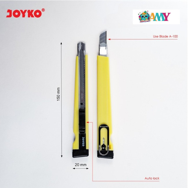 

(1 Biji) Joyko Cutter A300 Kecil Autolock Stainless Steel Amy Stasionary