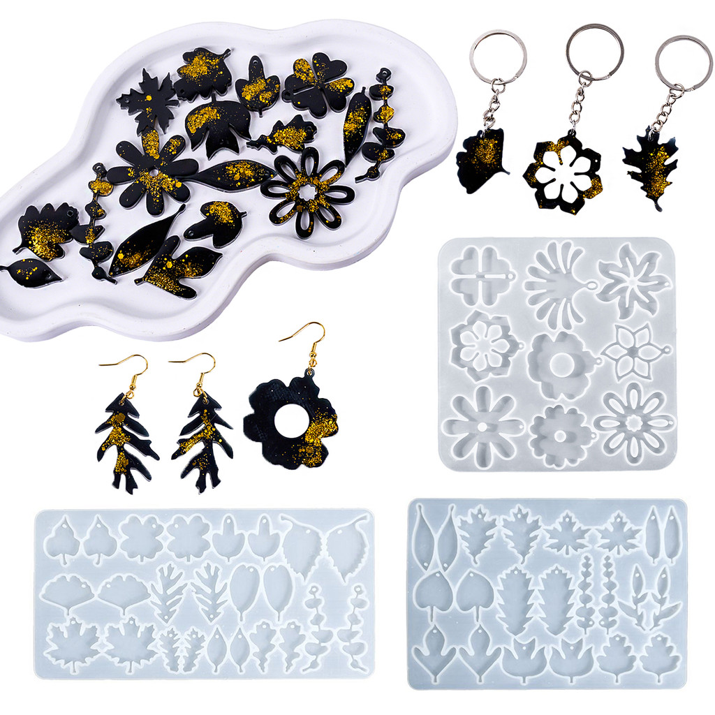 

Pendant Earrings Silicone Molds Creative Leaves Flowers Shape Jewelry Accessorie UV Epoxy Resin Mold DIY Necklace Keychain