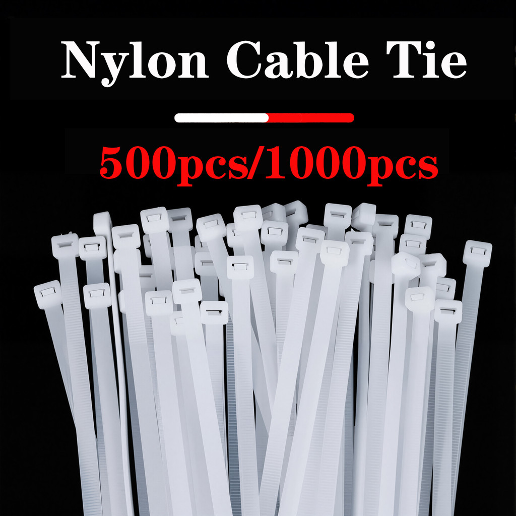 

500/1000PCS Self - locking Plastic Nylon Tie in Black 5x300 4x200 Sizes Fastening Ring Zip Wraps Strap For Home Office