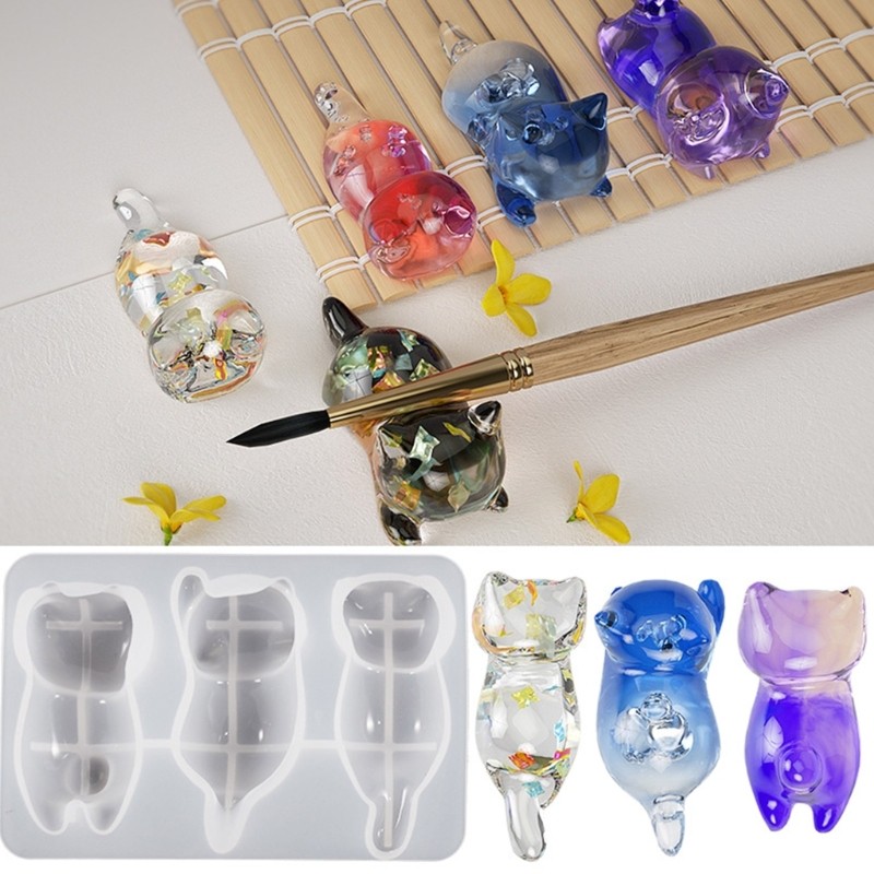 

Pendant Moulds Keychain Molds Clay Mould Cute Cat Shape DIY Jewelry Making Tool Silicone Material Hand Making Tools