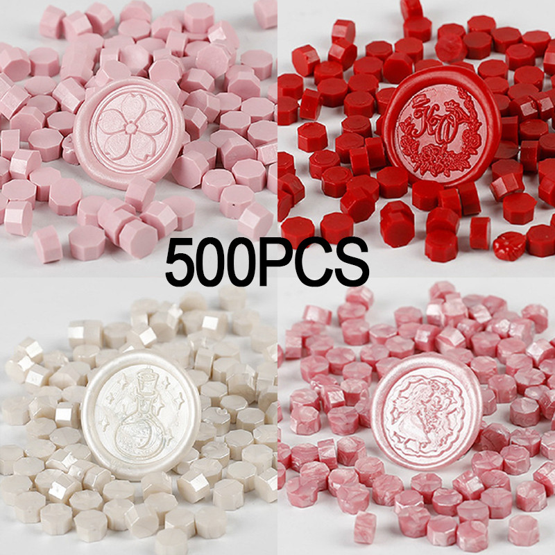 

500PC Wax Seal Stamps Wax Beads Wax Stamp Waxs Crafts Seal Pure Color Retro Decoration Birthday Wedding Stamp Scrapbook Material