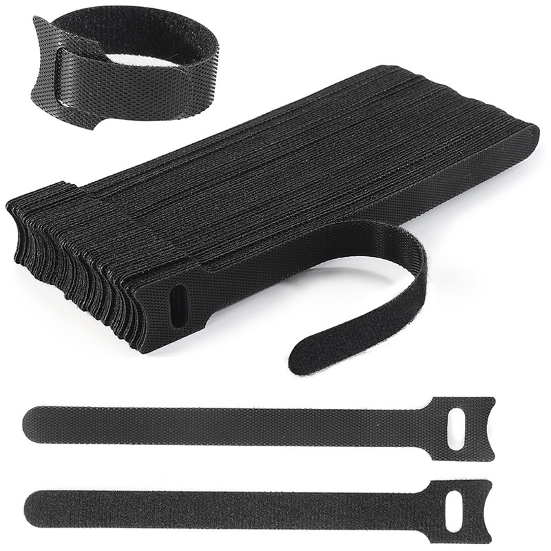 

50/100pcs Releasable Cable Ties Wire Organizer Black Nylon Hook Loop Straps Wrap Zip Bundle Bandage Tie Winder Fastening Tape