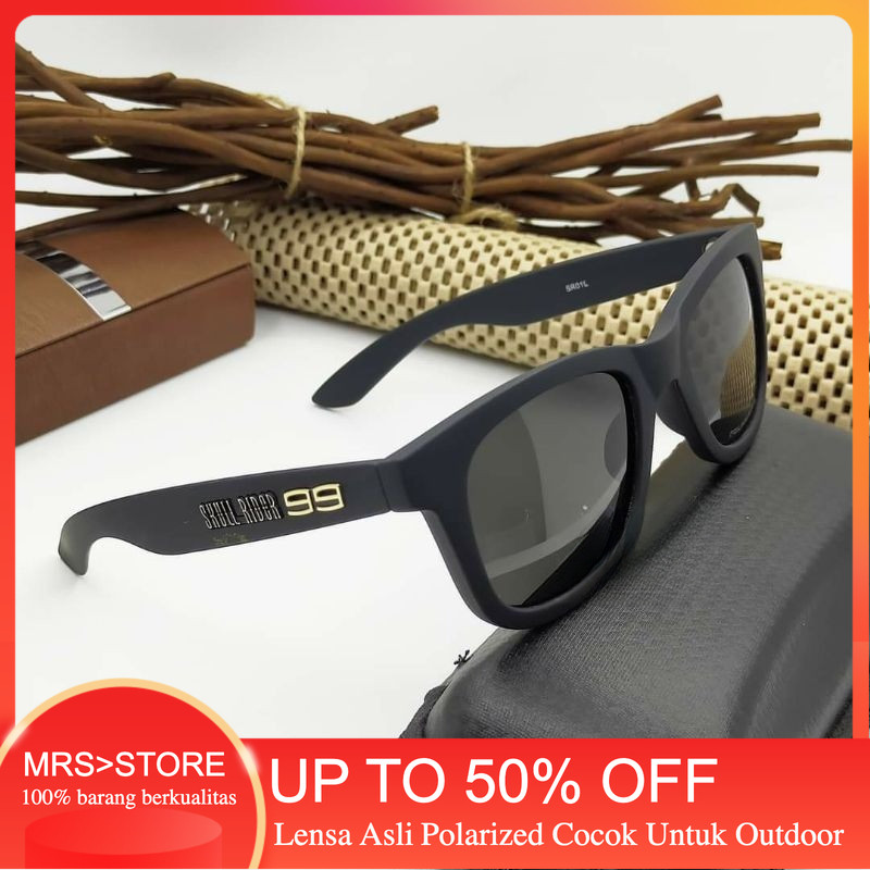 Kacamata Skull Rider Hitam Pria Lensa Polarized Anti Silau Original Import