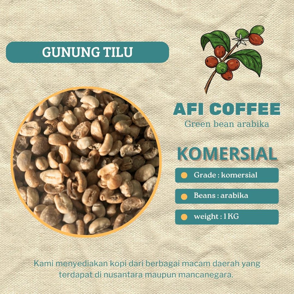 

Green bean arabika komersial Gunung tilu | biji kopi mentah 1kg