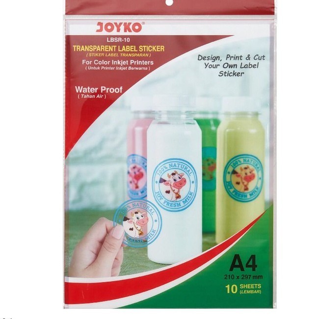 

joyko transparant label sticker A4 10 lembar