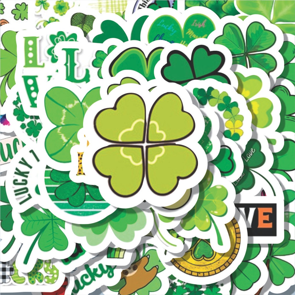 

100PCS Lucu Stiker Four Leaf Clover [Semanggi Berdaun Empat] Stiker Aesthetic Stiker Anti Air Stikers Berperekat Waterproof sticker decal buat Motor Helm Buku Journal Koper Casing HP Laptop Botol Minum Hadiah anak