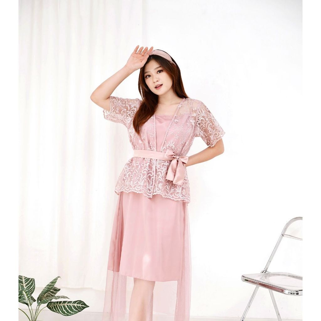 Dress Gracia Tile Premium Inner & Outer / Dres Brukat Pesta Tile Bordir / Dress Kondangan / Dress Na