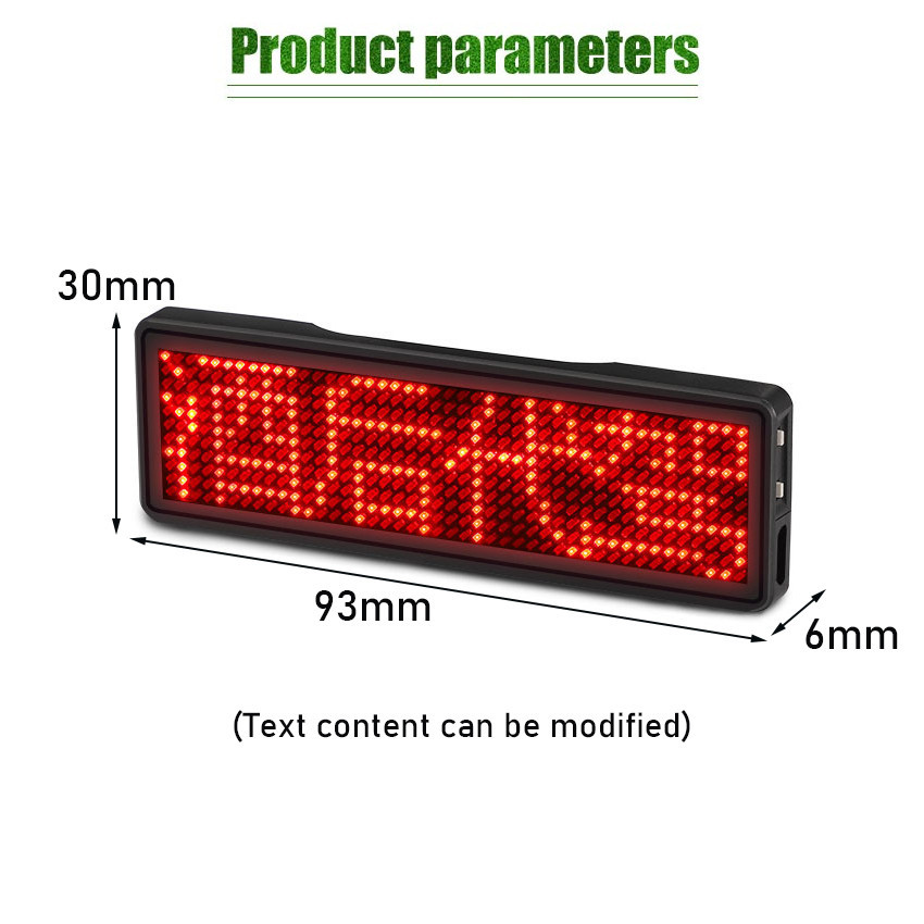 Name Tag LED Name Badge Running Text mini Papan Nama Name Tag LED Berjalan LED Badge Custom